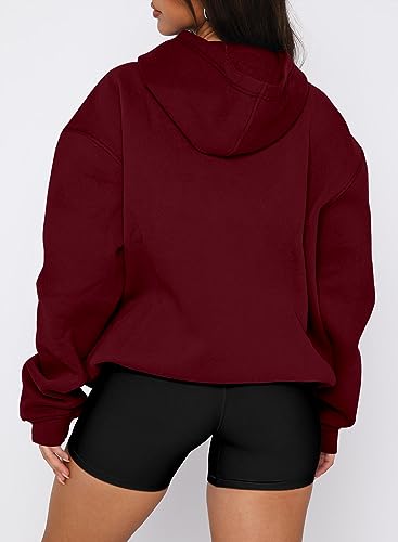 onlypuff Women Hoodies Casual Pullover Long Sleeve Sweatshirt Kangaroo Pocket Drop Shoulder Sweater