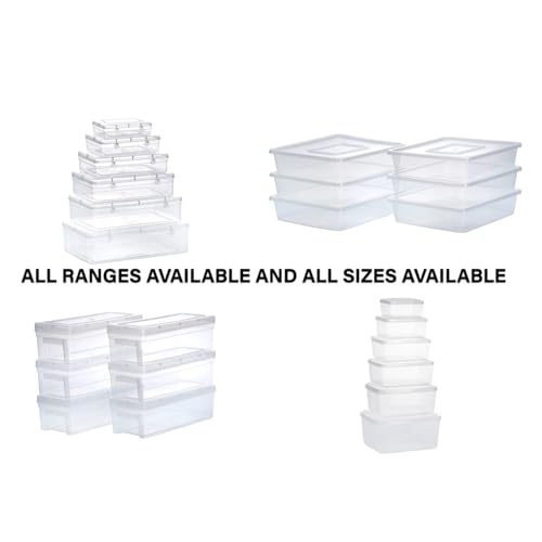 Image of Chetan Plastic Storage Boxes, Transparent Containers, Large Boxes With Lock System for Jewellery 28x19x7 Cm - 3750 ML - Pack of 3 (Size No - 8)