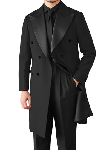 SUZHIMO Mens Tailcoat Tuxedo Jacket Double Breasted Blazer for Men Dinner Party Blazer Dress Coat