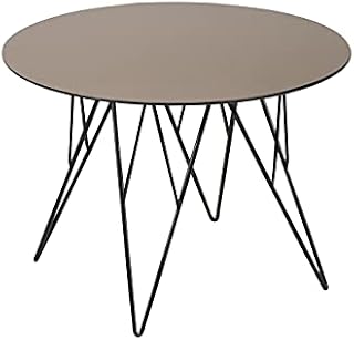 Amazon Brand - Prudence coffee table, Round Mirror Glass Table Top and Black Metal Base