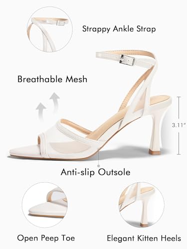 Image of Coutgo Womens Kitten Heels Sandals Pointed Open Toe Ankle Buckle Strap Summer Dress Shoes