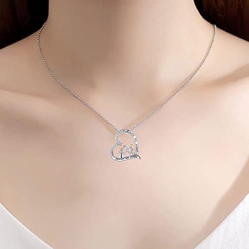 ITESSY Silver Sister Necklaces, Sister Birthday Gifts from Sister, Sterling Silver Necklace Christmas Gifts for Sis, Heart Cubic Zirconia Necklace Jewellery Gift for Her