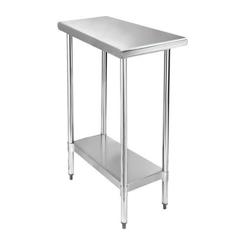 Image of STABLEINK NSF Stainless Steel Prep Table 12x30 Inches, Small Metal Work Table with Adjustable Undershelf, for Commercial Kitchen, Restaurant, Hotel, Laundry and Garage