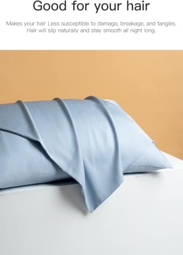 Image of Mush Bamboo Pillow Cover Set of 2 | 100% Bamboo Pillow Cover for Hair and Skin | Breathable, Silky Soft and Cooling Envelope Pillowcases for Hot Sleepers & Night Sweats | 17 inchx27 inch (Pastel Blue, King)