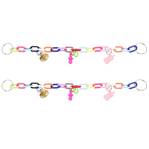 Mipcase 2pcs Parrot Toy Bird Swing with Bell Chain Hook Toy Parrot Parakeet Swing Bird Foraging Toys Parakeet Toys Bird Toys Chew Toys Parrot Chew Toy Plastic Chain Bridge to Climb