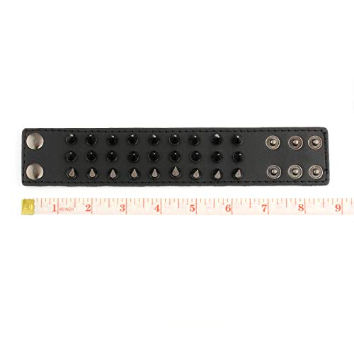 Pulsera Unisex de Cuero Negra con Tachuelas Punk Rock miniatura 4