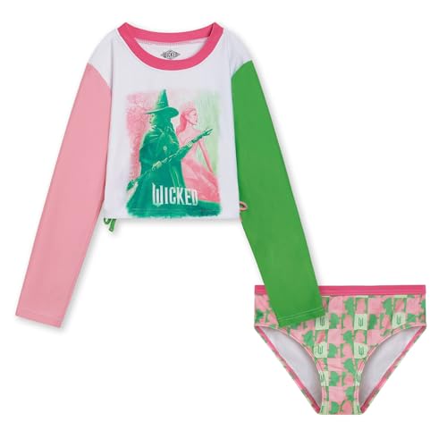 wicked Girls UPF 50+ Rash Guard and Bikini Bottom Swim Set Little Kid to Big Kid Sizes (4-14-16)