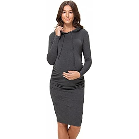Women's Charcoal Long Sleeve Maternity Hoodie Dress Cover
