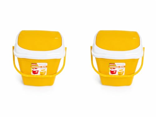 Image of ARISTO Plastic Swing Lid Garbage Dustbin 16 LTR Combo (Yellow & Yellow)