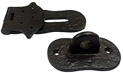 Image of Adonai Hardware inchParan inch Antique Cast Iron Hasp & Staple (6 Inch x 2 Pack, Black Powder Coated) for Vintage Pirates Treasure Chest, Trunk, Wooden Jewelry Box, Cases, Furniture and Sheds