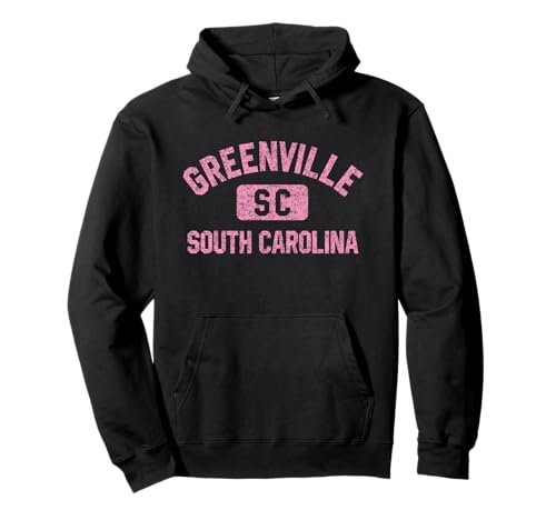 Greenville SC Pink Print Pullover Hoodie