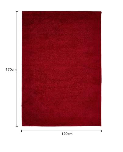 homeart Area Rug - Super Soft Shaggy Rugs For The Living Rooms, Bedrooms And Kitchen - Modern, Easy To Clean Carpet - 120x170 cm, Bordeaux Dark Red