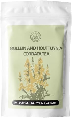 Mullein and Houttuynia Cordata Herbal Tea -Lung Clean,Detox & Respiratory Support,Moisturizing and Nourishing Lung, Natural Herb,20 Tea Bags 60g(2.12oz)