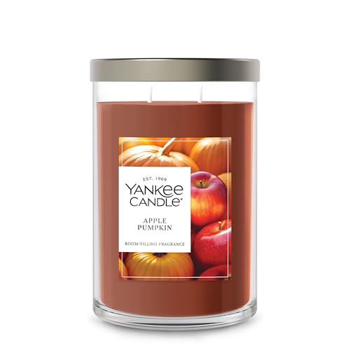 Image of Yankee Candle Large Tumbler Scented Candle with up to 80 Hour Burn Time, Premium Plant Wax Blend for Consistent Burn, 20 oz Tumbler Candle with Room Filling Fragrance, Apple Pumpkin