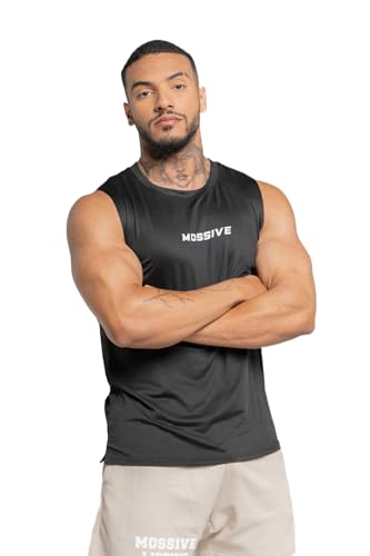 Débardeur musculation sans manches noir en tissu technique premium