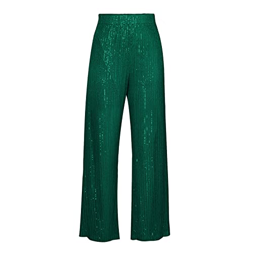 Aunaeyw Damenhose mit Pailletten, weites Bein, hohe Taille, glitzernd,...