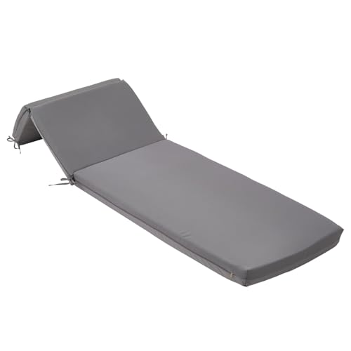 Warmiehomy Sun Lounger Cushion Only, Waterproof Garden Recliner Cushions with Removable Cover, Thicken Foam Filling Steamer Chair Cushions, Comfortable Outdoor Sunbed Cushion, 183x55x7.5cm(Dark Grey)