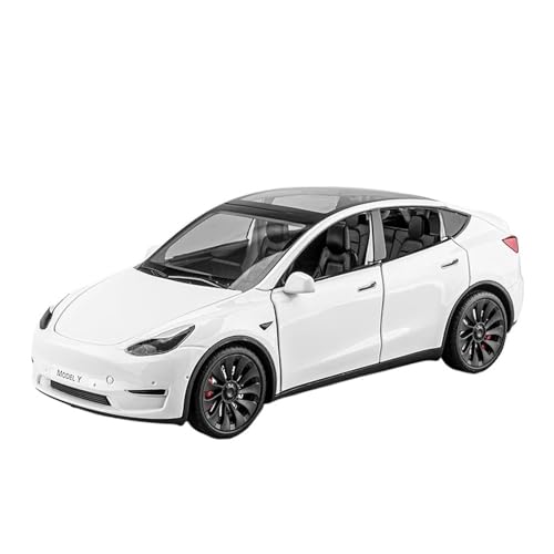 Voiture Jouet Model Y 1:24 en alliage miniature blanche avec effets son et lumière