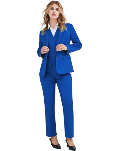 Image of Kelyaa Women's 3 Pieces Suit Lady's 2 Buttons Business Casual Office Outfits Slim Fit Blazer Jacket Vest Pants Set