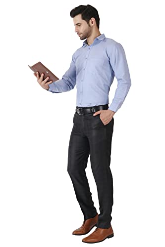 Image of MALENO Men's Polycotton Slim Fit Checkered Trouser |Trousers for Office, Party | Men Formal Pant