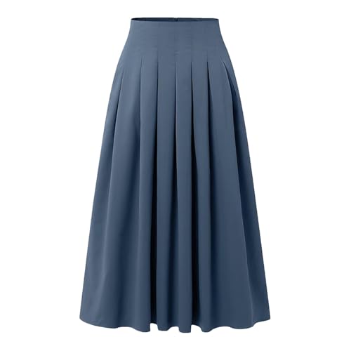Women’S Pleated Long Skirt High Waist A-Line Party Workwear Non Stretch Regular Fit Ankle Length Formal Style