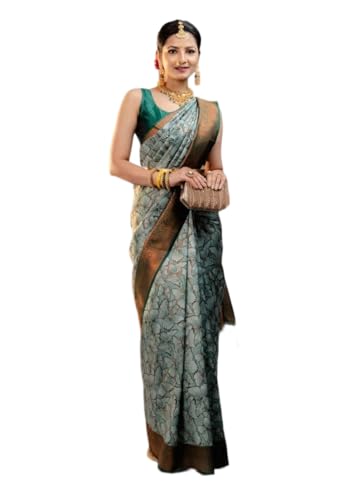 Sari en soie Kanjivaram de tradition indienne élégant tissu Banarasi avec chemisier