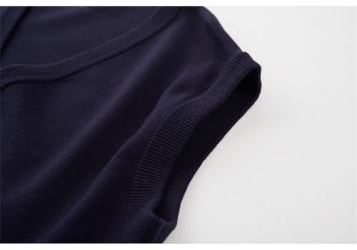 Mens Sweater Vest Business Casual V Neck Knit Vest Loose Large Size with Pocket Sleeveless Waistcoat4