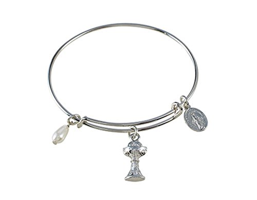 Image of Silver Tone IHS Chalice Charm First Communion Bracelet, 2 3 /4 Inch