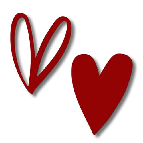 Vineland Metal Heart Wall Art Decor, Red Minimalist Wall Sculptures for Living Room Bedroom Bathroom Kitchen Decorations, Housewarming Valentine's Day Gifts, 5.9x7.8 Inches, Set of 2