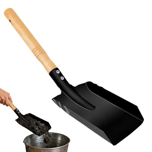 Pala a Mano per Giardinaggio e Manutenzione del Giardino,Pala a Carbone con Manico in Legno | Setacciatore di Cenere | per Esterni Barbecue Garage Legno Giardino Posteriore Stufa