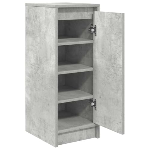 vidaXL Shoe Cabinet - Concrete Grey Freestanding Engineered Wood Shoe Rack with 1 Door & 4 Shelves for Bedroom Entryway Hallway - Image 6