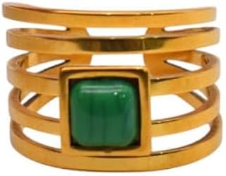 Gold Plated Ring With Five Layers For Girls - Gold Green
