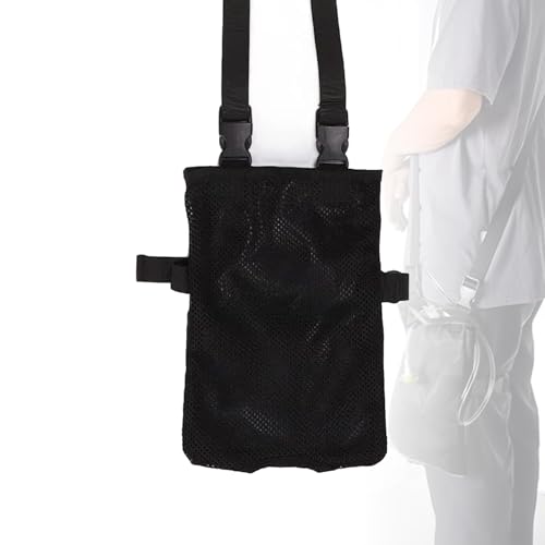 Cyberwork Copri Sacca per le Urine Universale, Porta Sacca Catetere da Gamba Elasticizzata e Versatile, Tracolla regolabile e fessura invisibile Indossabile e Discreta (Nero)