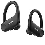FIRO A6A True Wireless Earbuds Bluetooth Workout Headphones Noise Cancelling Sport Running in-Ear Earphones Waterproof Stereo Headset with Earhooks Charging Case Built in Microphone (Black)