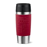 Emsa N20204 Travel Mug Classic Isolierbecher 0,36 Liter | Edelstahl | 4h heiß und 8h kalt | 100% dicht | auslaufsicher | spülmaschinenfest | 360°-Trinköffnung | Dunkelrot