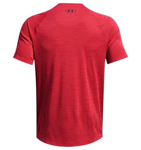 Haut à manches courtes UA Tech texturé rouge et noir 600 matière légère anti-transpiration - 4