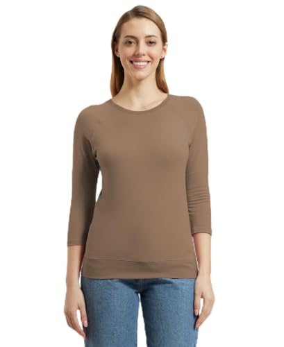 Image of Jockey AW14 Women's Super Combed Cotton Viscose Elastane Stretch Regular Fit Solid Round Neck Three Quarter Sleeve T-Shirt