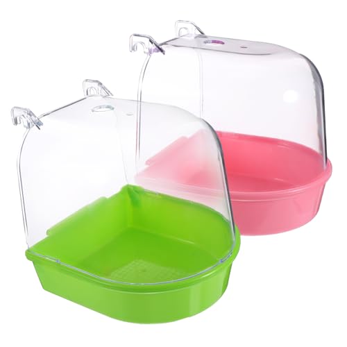 Toddmomy 2pcs Parrot Hanging Bird Shower Basins Spill Design Bird Bathing Supplies for Fun and Bathing Experience