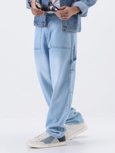 Image of Urbano Fashion Men's Loose Baggy Fit Cargo Carpenter Jeans with 6 Pockets Non-Stretchable