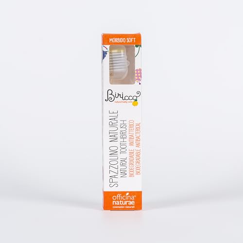 Officina Naturae | Spazzolino Eco-Sostenibile Baby con Corpo Biodegradabile, Setole Morbide, Ambra