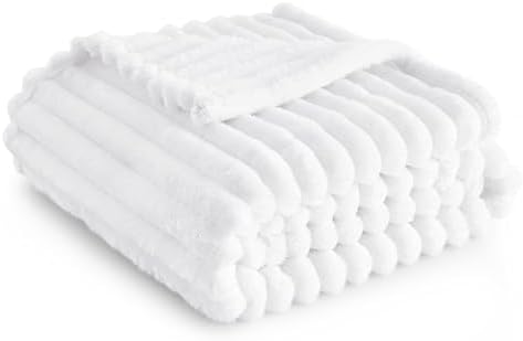 Bedsure GentleSoft Bright White Throw Blanket for Couch - Cozy Soft Blankets for Women, Cute Small Throws for Girls, 50x60 Inches