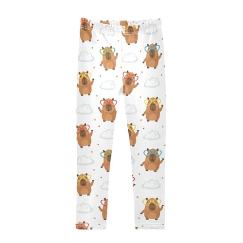 J JOYSAY Capybara Glasses Clouds Girls Leggings Soft Comfortable Fashion Kids Toddler Leggings Size 4-10T