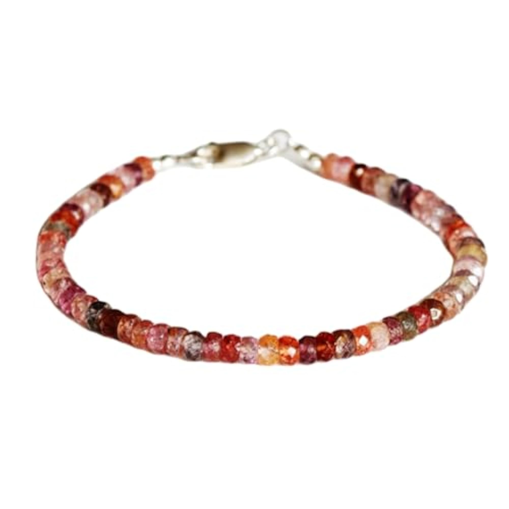 Multi Spinel Rondelle Beaded Bracelet, Adjustable 7 Inch