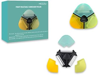 HEZZU Vegetable Peeler & Shredder for Kitchen | Peeler for Potato Carrot Cucumber Mango Apple Fruits | 3 Stainless Sharp Blade, Pack 2