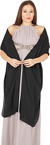 BlackButterfly Chiffon Bridesmaid Wedding Evening Shawl Wrap (Black)