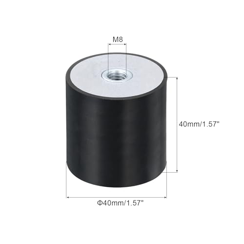 QUARKZMAN 4 Stück 40 x 40mm M8 Gewindebuchsen aus Gummi, Schwingungsisolatoren, Ersetzt Antivibrationspads Flache Silentblock-Basisblock