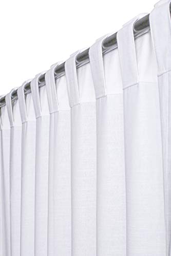 Farmhouse Curtains 50x84 Inch White Set of 2, Cotton Curtain Panel, Bedroom Window Curtains, Reverse Window Panels, Living Room Cotton Duck Curtain, Tab Top Window Panels
