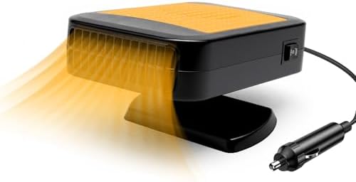 12V Portable Car Heater & Cooler, 150W 2-in-1 Auto Defroster Defogger with 360° Rotatable Vent, Fast Heating Fan Plugs into Cigarette Lighter for Winter, Universal for Most Vehicles