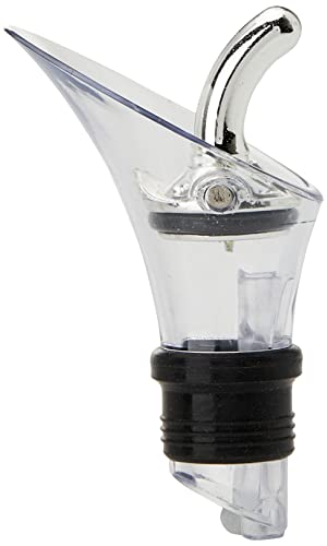 Vinbouquet Bouquet FIT 004 Bouchon 2 en 1, Verseur à Vin, Anti-Goutte, Stainless Steel, 8 x 4 x 4 cm Transparent Cover