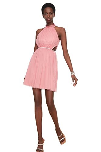 Trendyol Vestido de Tul detallado, Rosa, 36 para Mujer